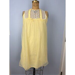 Vintage Fashioned by Belinda Yellow Chiffon Nightgown S Negligee Sheer Sleepwear
